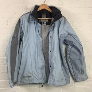 Columbia Women's Collared Neck Waterproof Jacket Long Sleeve Gray/Blue Size M